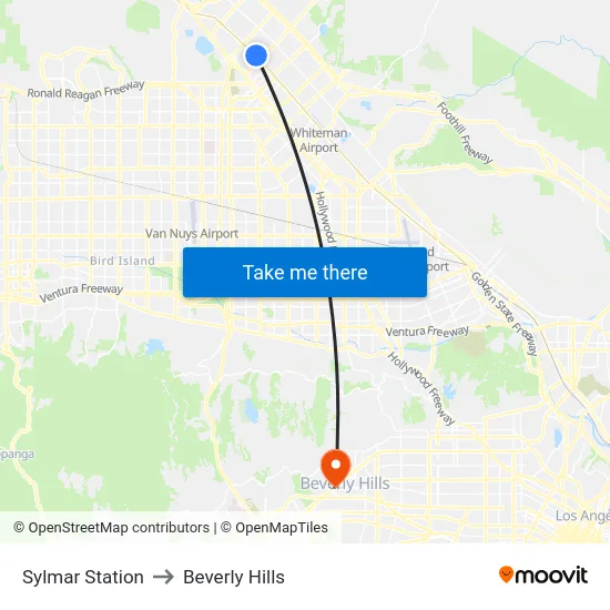 Sylmar Station to Beverly Hills map