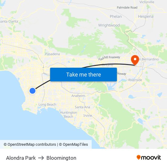 Alondra Park to Bloomington map