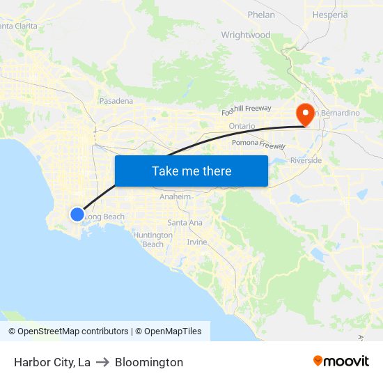 Harbor City, La to Bloomington map