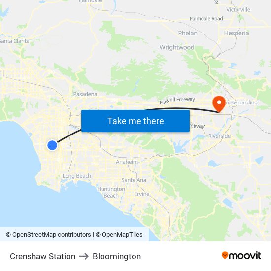 Crenshaw Station to Bloomington map