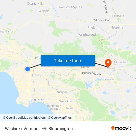 Wilshire / Vermont to Bloomington map