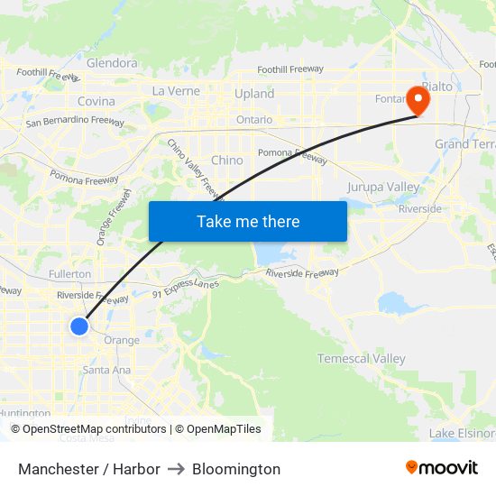 Manchester / Harbor to Bloomington map