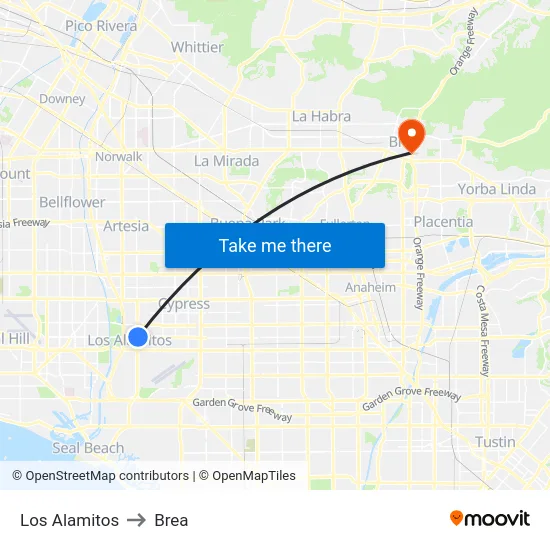 Los Alamitos to Brea map
