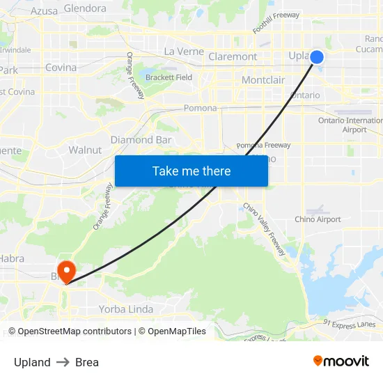 Upland to Brea map
