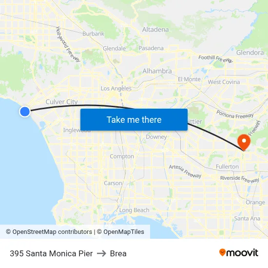 395 Santa Monica Pier to Brea map