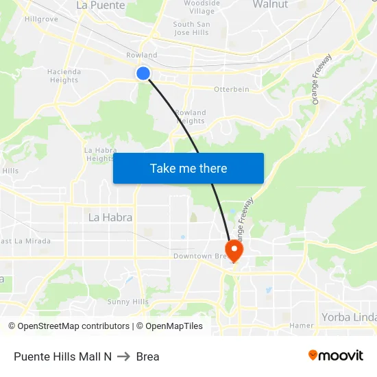 Puente Hills Mall N to Brea map