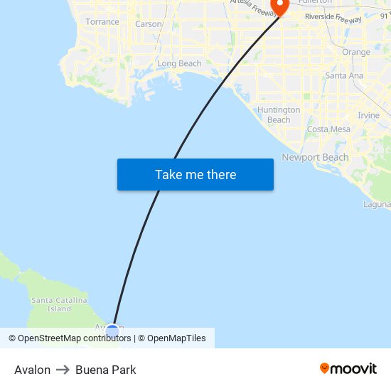 Avalon to Buena Park map