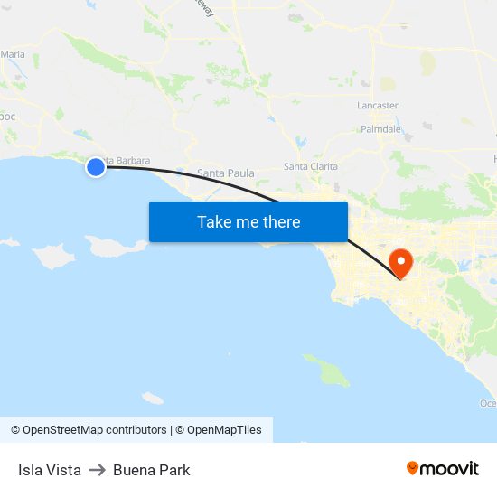 Isla Vista to Buena Park map
