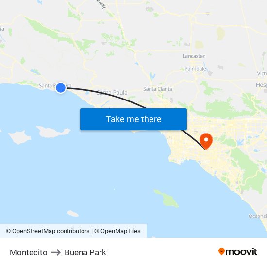 Montecito to Buena Park map