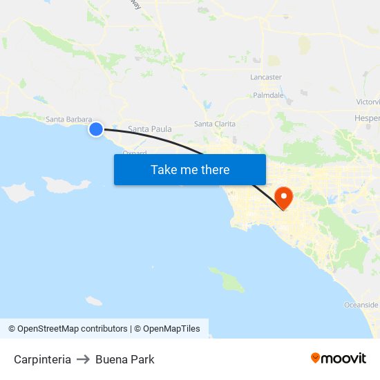 Carpinteria to Buena Park map