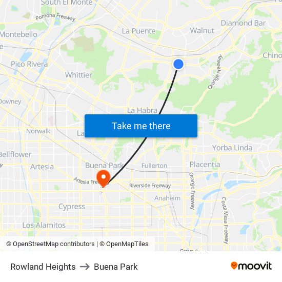 Rowland Heights to Buena Park map