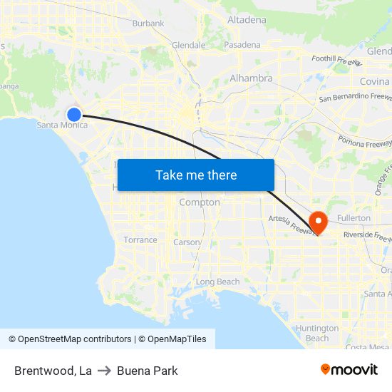 Brentwood, La to Buena Park map