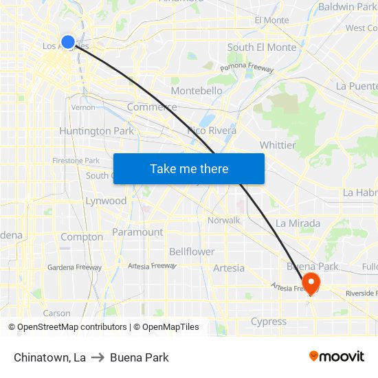 Chinatown, La to Buena Park map
