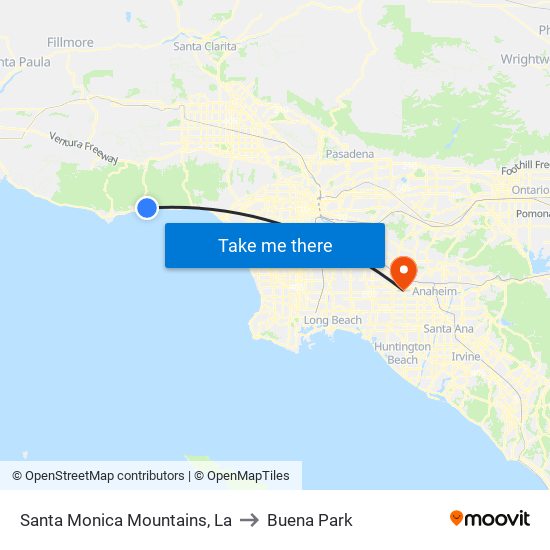 Santa Monica Mountains, La to Buena Park map