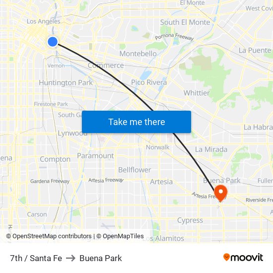 7th / Santa Fe to Buena Park map