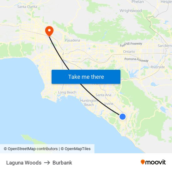 Laguna Woods to Burbank map