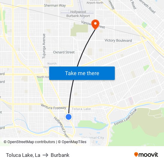 Toluca Lake, La to Burbank map