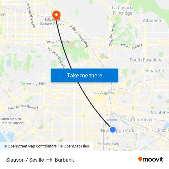 Slauson / Seville to Burbank map