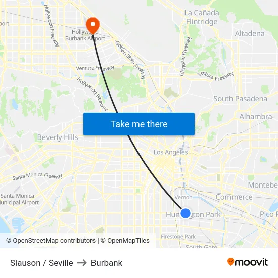 Slauson / Seville to Burbank map
