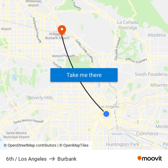 6th / Los Angeles to Burbank map