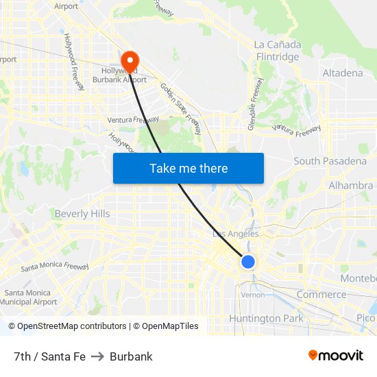 7th / Santa Fe to Burbank map