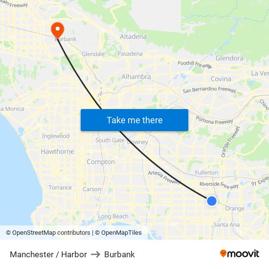 Manchester / Harbor to Burbank map