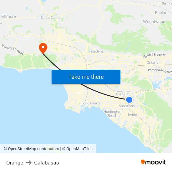 Orange to Calabasas map