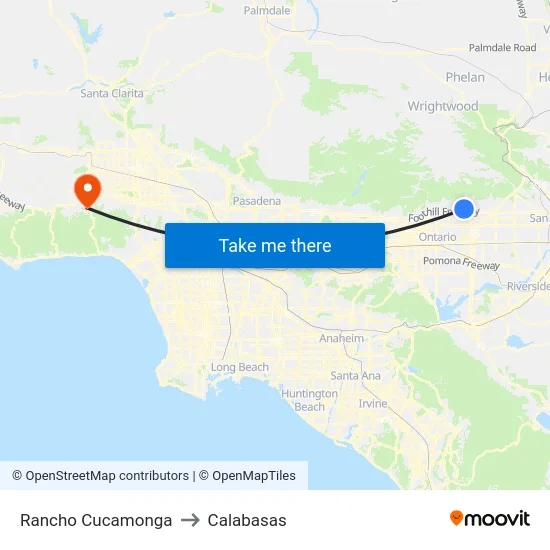 Rancho Cucamonga to Calabasas map