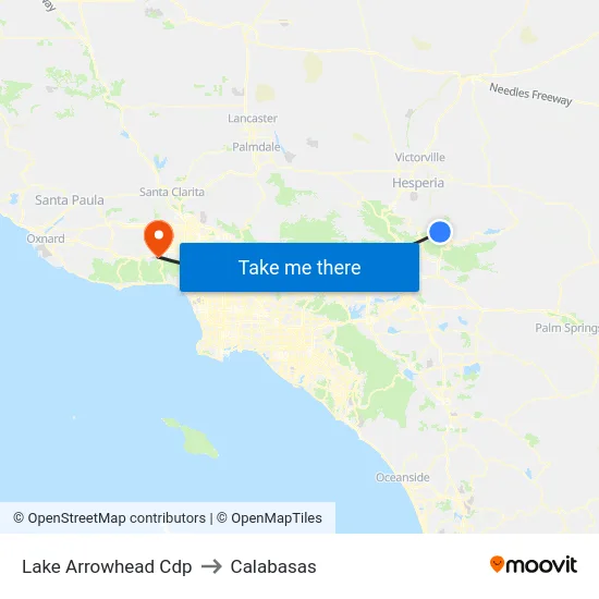 Lake Arrowhead Cdp to Calabasas map