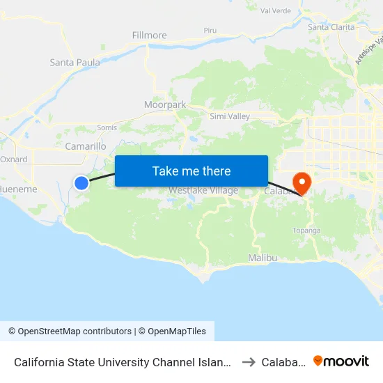 California State University Channel Islands - Lot A3 to Calabasas map
