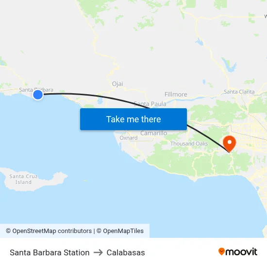 Santa Barbara Station to Calabasas map