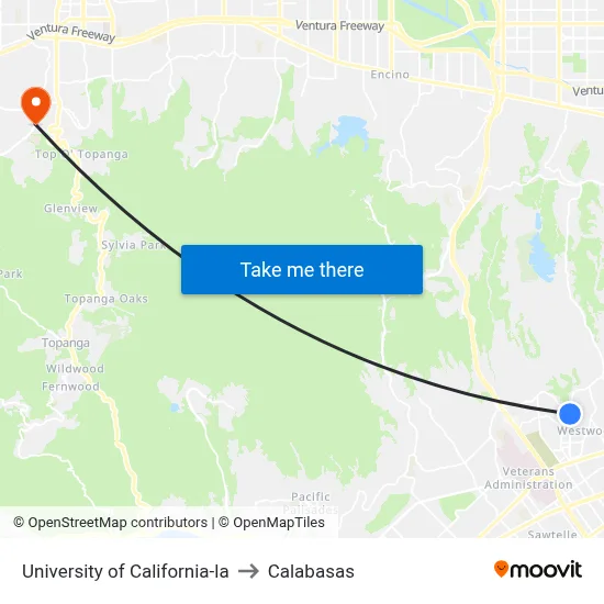 University of California-la to Calabasas map