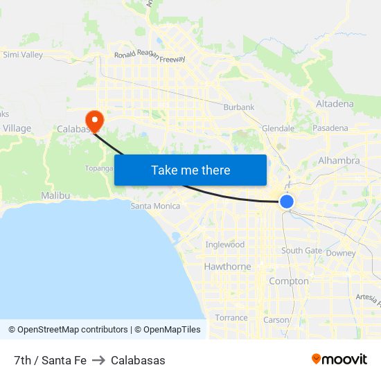 7th / Santa Fe to Calabasas map