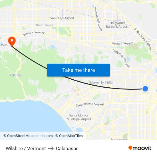 Wilshire / Vermont to Calabasas map