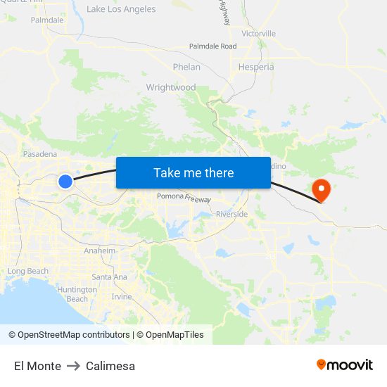 El Monte to Calimesa map