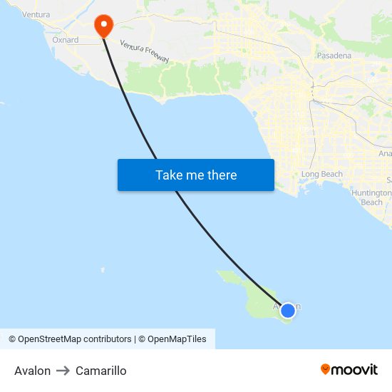Avalon to Camarillo map