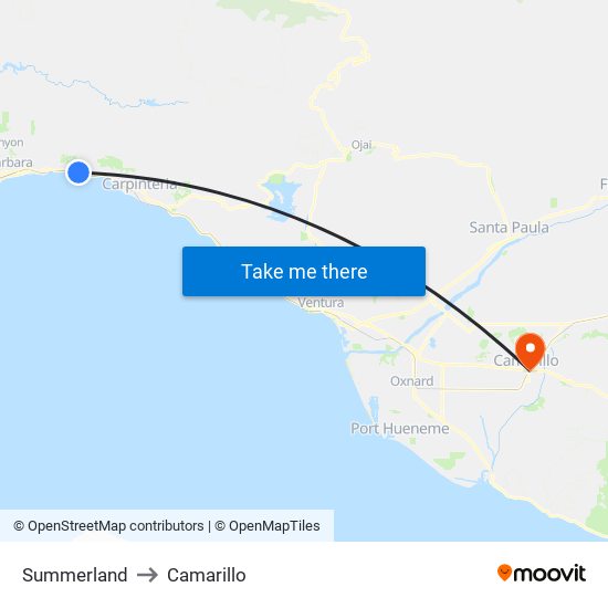 Summerland to Camarillo map