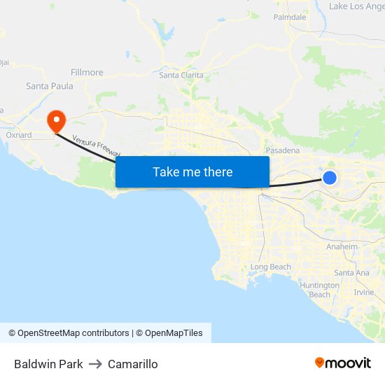 Baldwin Park to Camarillo map