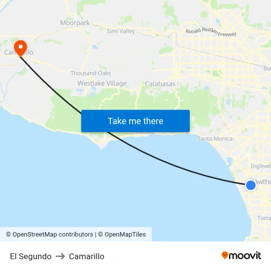 El Segundo to Camarillo map