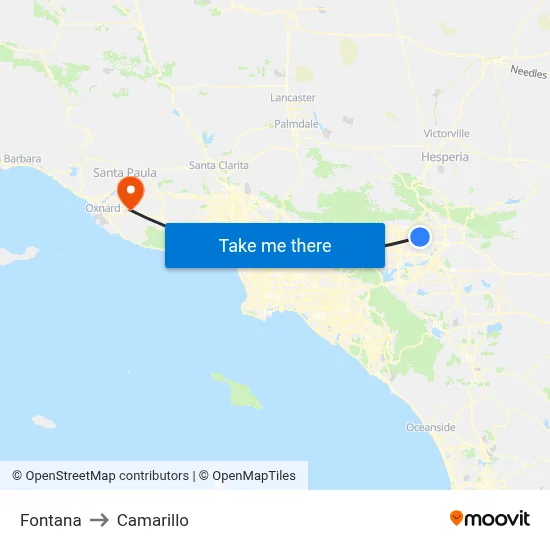 Fontana to Camarillo map