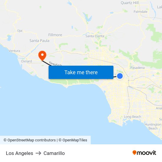 Los Angeles to Camarillo map