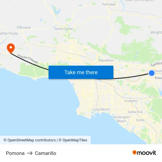Pomona to Camarillo map