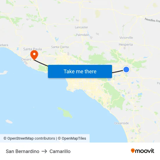 San Bernardino to Camarillo map