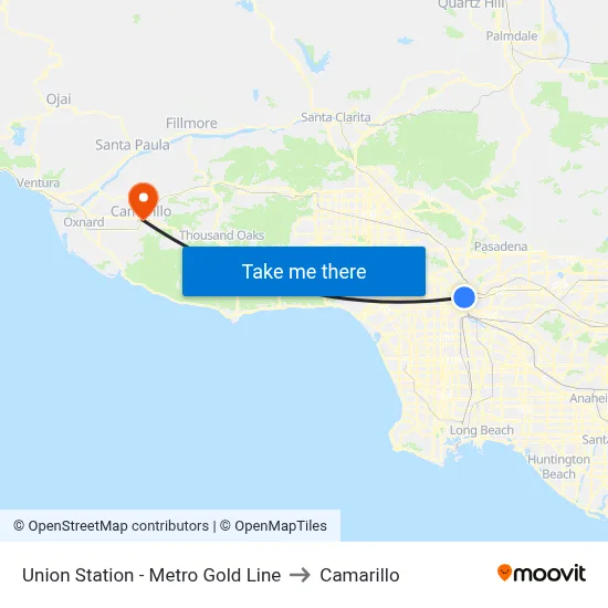 Union Station - Metro Gold Line to Camarillo map