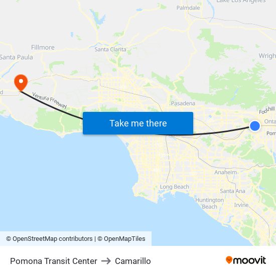 Pomona Transit Center to Camarillo map