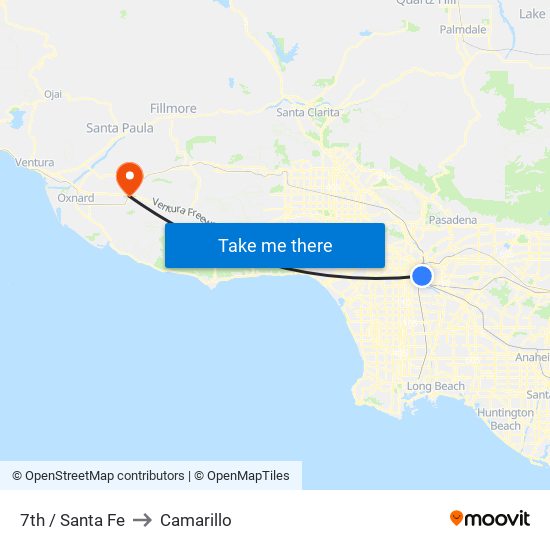 7th / Santa Fe to Camarillo map