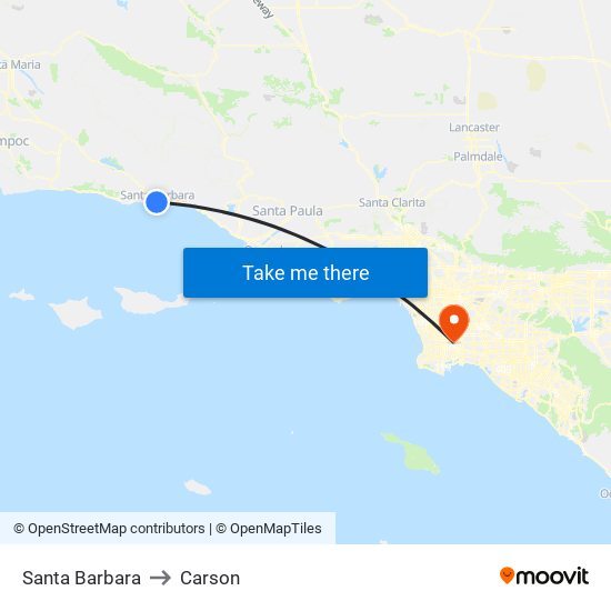 Santa Barbara to Carson map