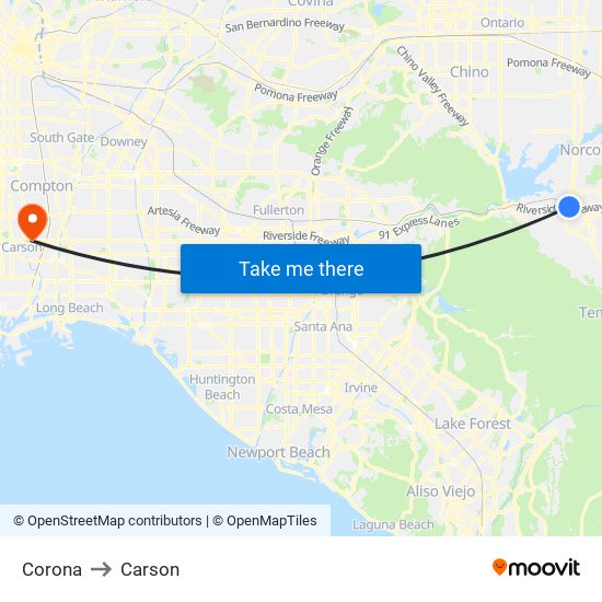 Corona to Carson map