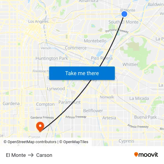El Monte to Carson map