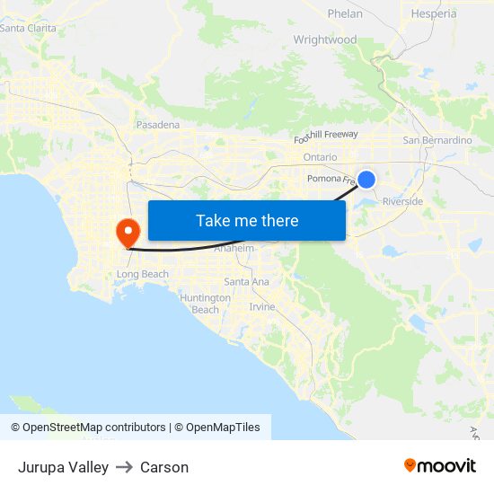Jurupa Valley to Carson map